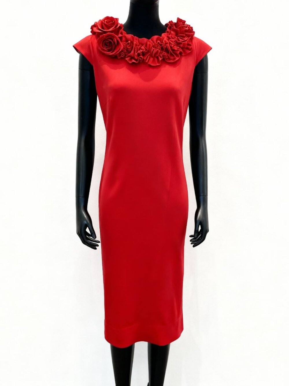 Elegant Designer Roses Flowers Luxury Glamour Cocktail Party Everyday Work Dress